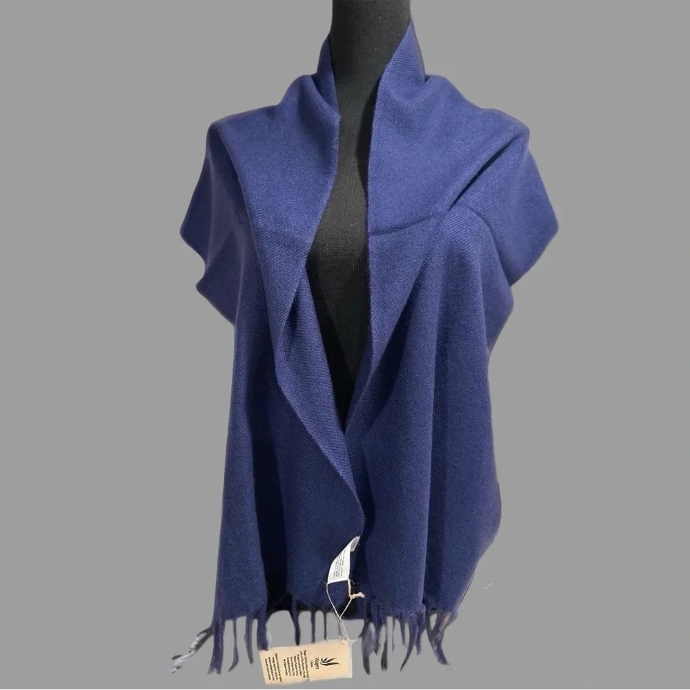 100% Pure 4-Ply ChyangraPashmina Cashmere Scarf Handmade Nepal COA NWT ROYALBLUE